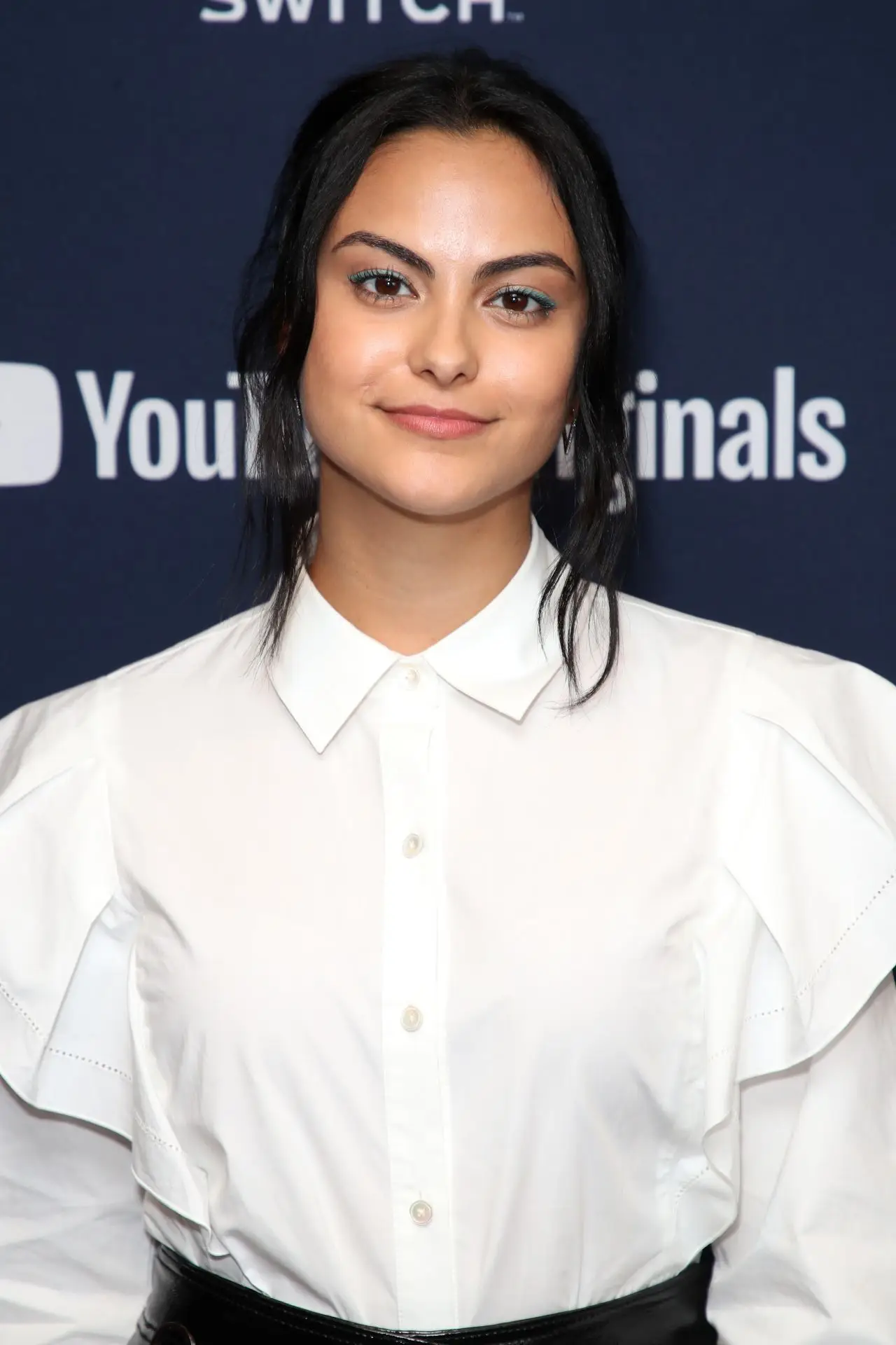 Camila Mendes in White Shirt Black Short2